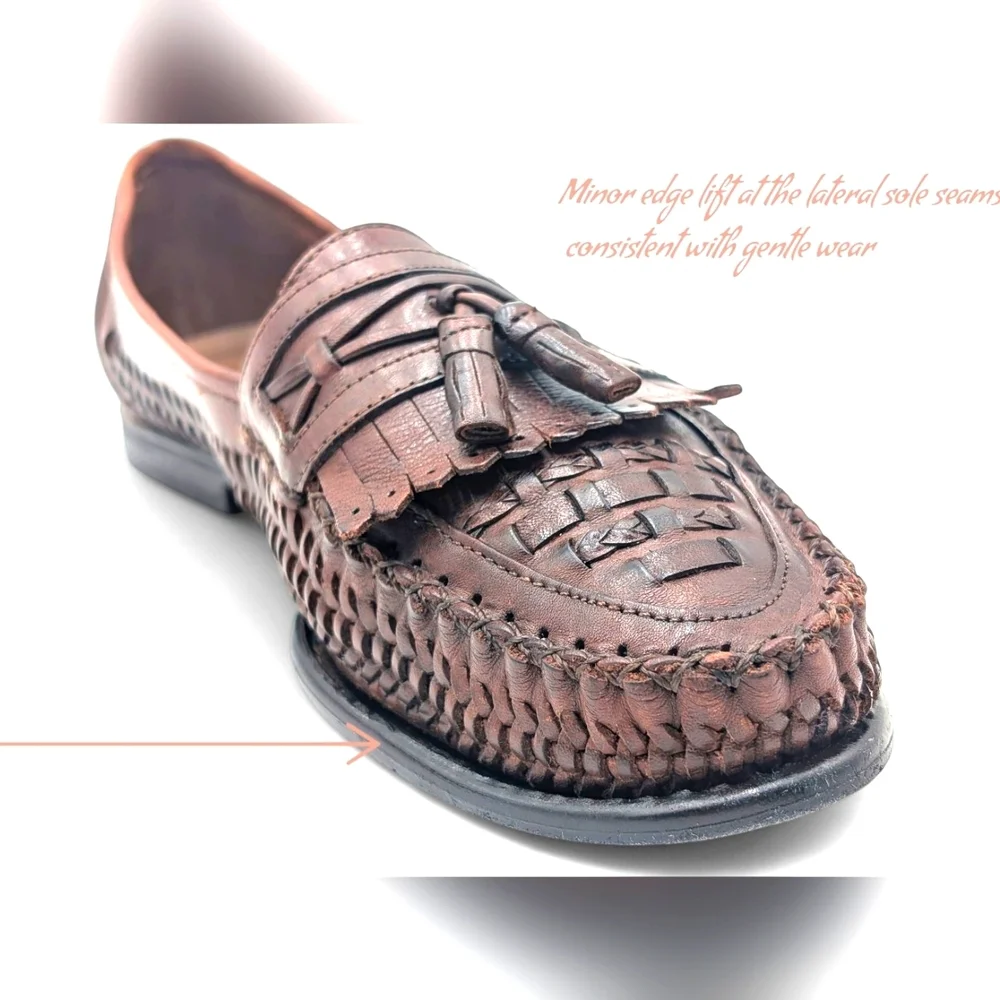 Nunn Bush Woven Leather Tassel Loafers Men's Sz 12M Brown Slip On Casual Preppy - Picture 13 of 17